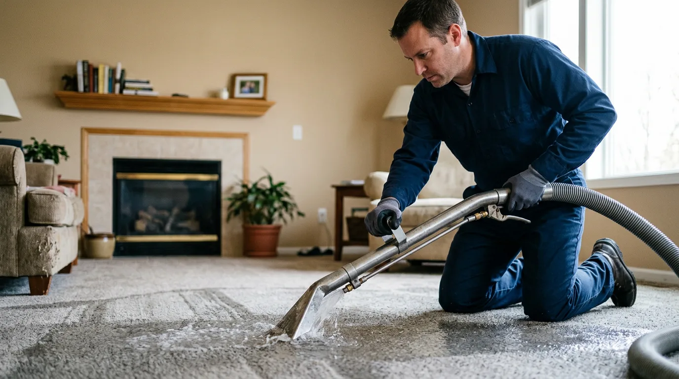 Water damage restoration technician working near Harpursville, NY